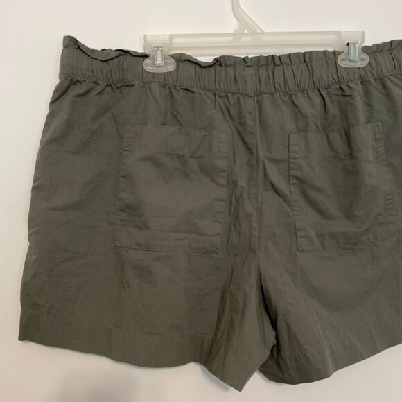 ANN TAYLOR LOFT Olive Green High Rise Drawstring Cotton Pull On Paperbag Shorts - Picture 10 of 15